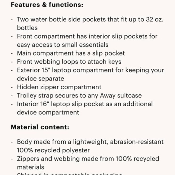 Away Brand  New Backpack 26L - Picture 7 of 11